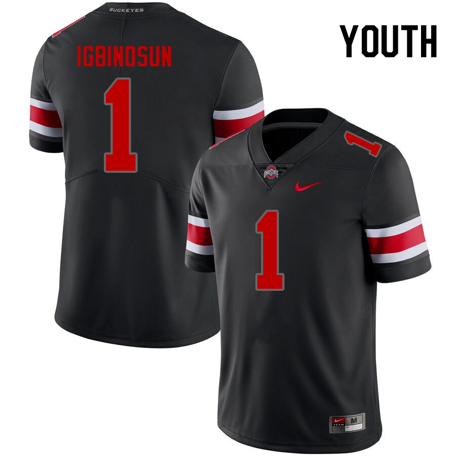Youth #1 Davison Igbinosun Ohio State Buckeyes College Football Jerseys Stitched Sale-Blackout